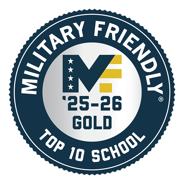 Military Friendly Top 10 School '25-26 Gold badge 