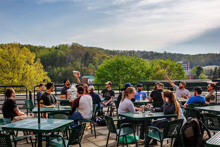 Students enjoying themselves at a cookout