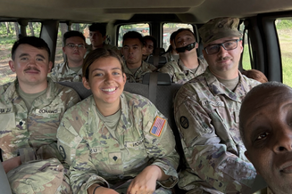 Valerie Mason with members of her National Guard unit.