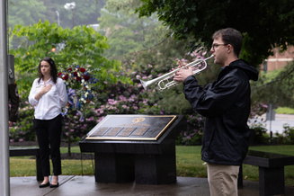 App Alum Willson Hooks performs the National Anthem and Taps during the ceremony.